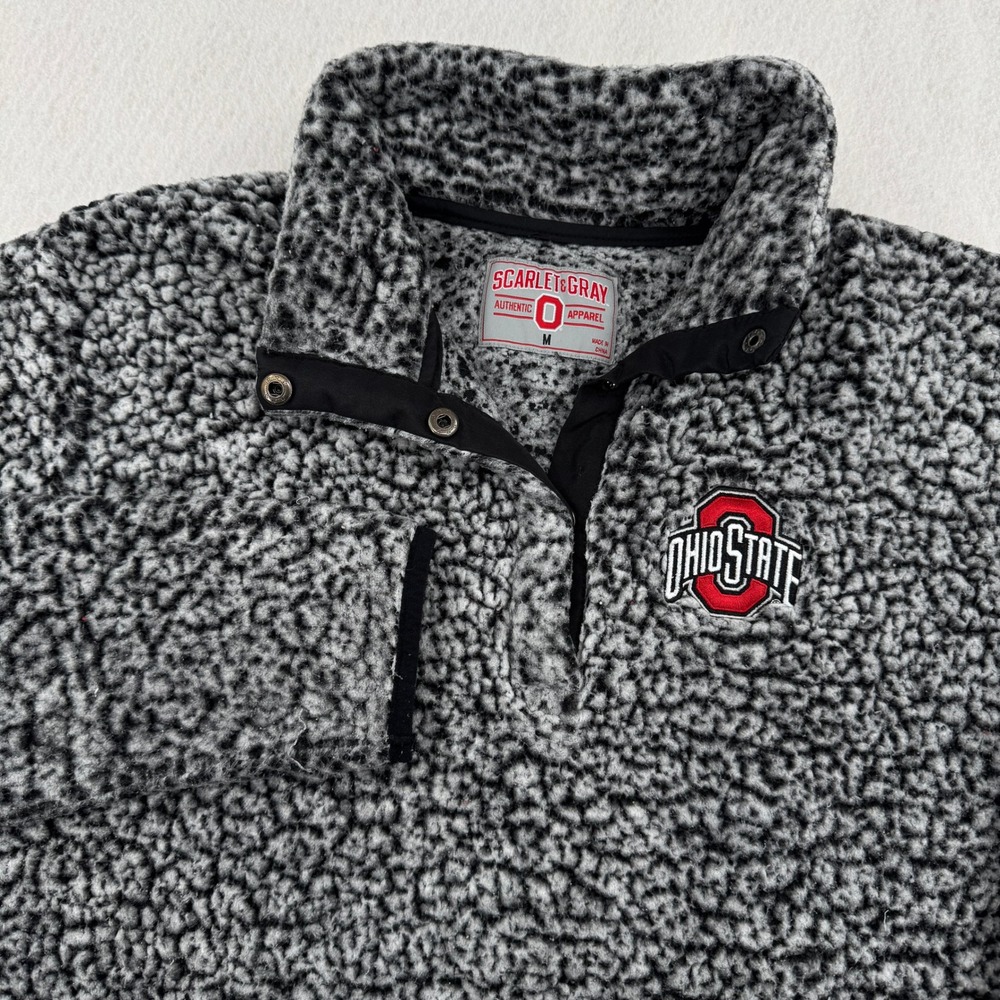 Scarlet & Gray Ohio State Buckeyes Sherpa Fleece Pullover Gray/Black Womens M